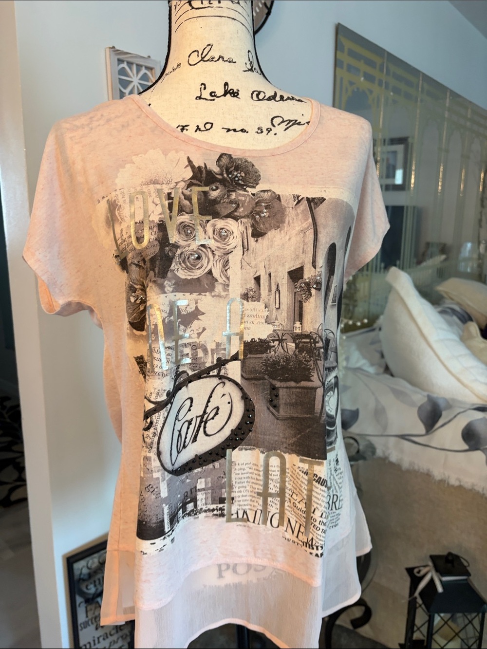 Style & Co. Pink Graphic Short Sleeve Tee